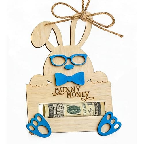 Easter Bunny Money Holder for Cash Gift,Cards Holder Basket Tag,Stuffers for Toddler,Kids,Teens,Gifts for Baby Boy,Girl,Grandchildren,Easter Basket Decorations (Blue) - Image 1