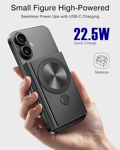Kesguar Magnetic Portable Charger, 10000mAh 22.5W PD Super Fast Charging Wireless Power Bank. Ultra-Strong Magnet, USB C in&Out Battery Pack for Magsafe, iPhone 17/16/15/13/12 Pro Series - Thumbnail 2