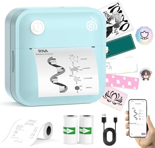 lopevi Label Maker Machine - Portable Bluetooth Mini Label Printer, Thermal Sticker Small Labeler with Multiple Templates, Inkless Custom Label for Home Kids School Items, 2 Rolls Label Paper Included - Image 1