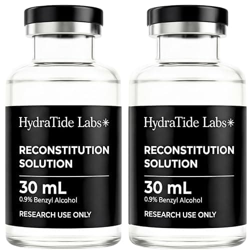 Reconstitution Solution – 2 Pack of 30 mL Glass Vials - Deionized Water with 0.9% Benzyl Alcohol | for Research Use Only | Clear and Consistent Composition - Image 1