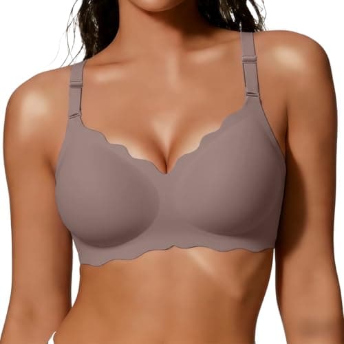 COCOMARTS Jelly Minimizer Bras for Women No Underwire Scalloped Push Up Wireless Bralettes Seamless Comfort Everyday Tshirt Bra Grey Medium - Image 1