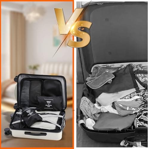 9 Set Packing Cubes for Travel Essentials, Suitcase Organizer Bags for Airplane Road Trip Camp - Black - Thumbnail 5