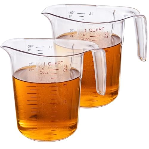 DaYammi Measuring Cups 2-Piece, Unbreakable Food-Grade Plastic Measuring Cup for Dishwasher, 4-Cup Nesting Liquid Measuring Cups for Prepping, Baking, Cooking, Readable Markings, Clear - Image 1