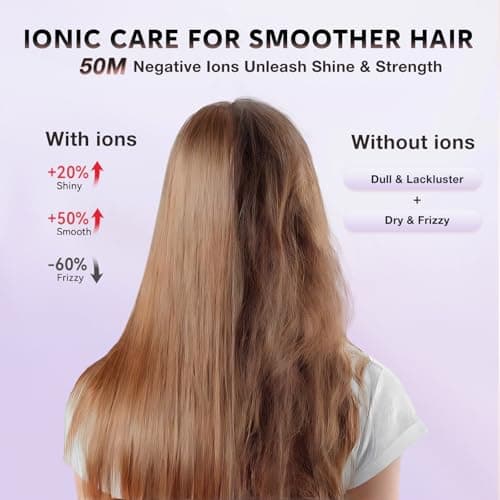 BABONIR Ionic Diffuser Hair Dryer for Curly Hair, 1875W Fast Drying Blow Dryer with Diffuser and Concentrator Nozzle, Compact & Portable Negative Ion Hairdryer Blowdryer, 3 Heat 2 Speed Settings, Pink - Thumbnail 3