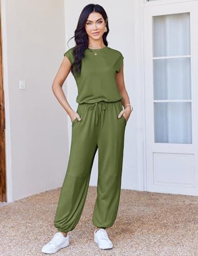 Ekouaer Womens Jumpsuits Casual One Piece Summer Romper Jogger Leg Long Pant Casual Spring Vacation Outfit with Pocket 2026 - Thumbnail 2