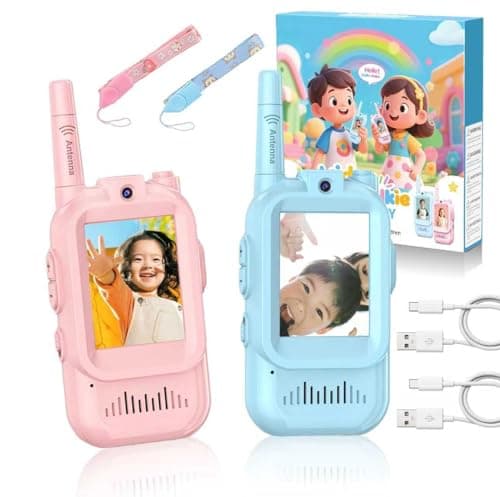 Gaotra Video Walkie Talkies for Kids, 2 Pack, 400meter Long Range Rechargeable，Voice Changer ，HDCamera, for Outdoor Backyard Camping Games, Toy Gift for Boys Girls Ages 3-10，Pink+Blue (Pink+Bule) - Image 1