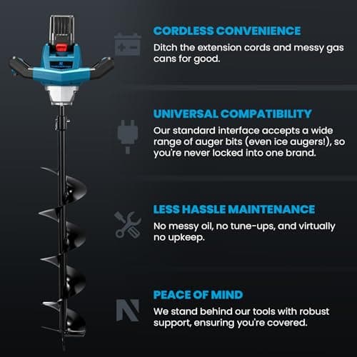 NEWTRY 1200W Electric Post Hole Digger Cordless Earth Auger with Reverse Function 6” x 31.5” Drill Bit Adjustable Speed Power Digging Machine for Farming Landscaping Construction Gardening - Thumbnail 4