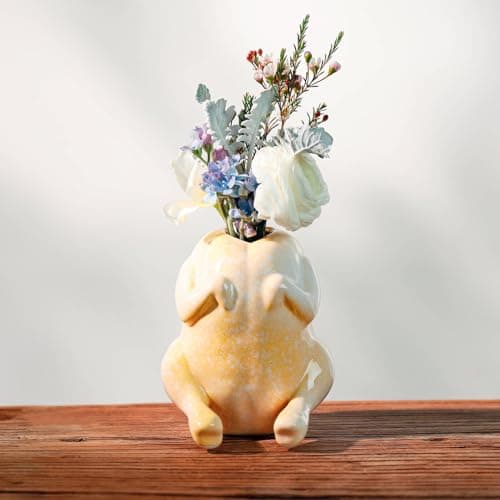 Cute Ceramic Turkey Vase for Flower, Turkey Planter Pot for Home Decor Indoor Outdoor, Unique Vases for Wedding Dinner Table Living Room Office Decorative Vase - Image 1