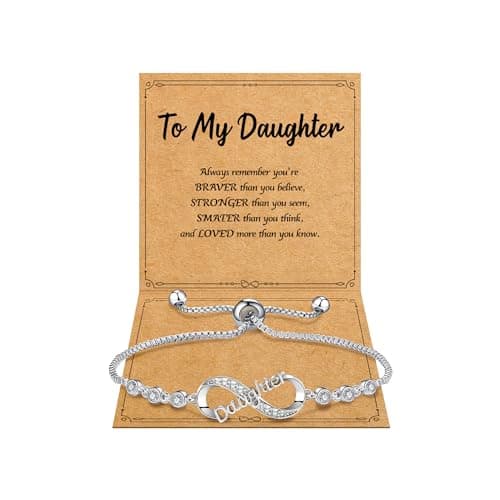 BAYLAY Daughter Gifts from Mom, Infinity Bracelets for Women 18K Plated Silver Infinity Bracelet Gaughter Bracelets from Mom Jewelry Birthday Gifts for Daughter - Image 1