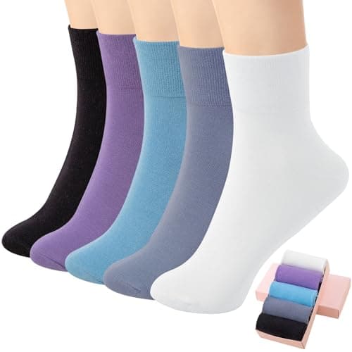 HUGSWEET Thin Soft Cotton Crew Socks for Women Ankle above Bootie Socks Gifts for Women 5-10 Pairs - Image 1