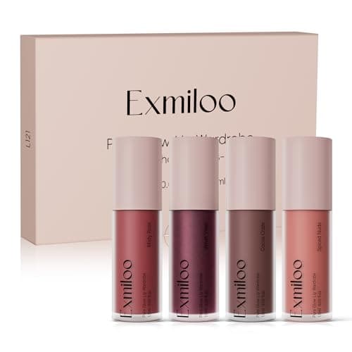 exmiloo Mini Lip Tint Lip Stain Set - 4 Colors Liquid Lipstain Kit for Matte & Metallic Finish, Lightweight Lip Cheek Tint Stain with Rich Varied Colors, Vegan & Cruelty-Free - Image 1