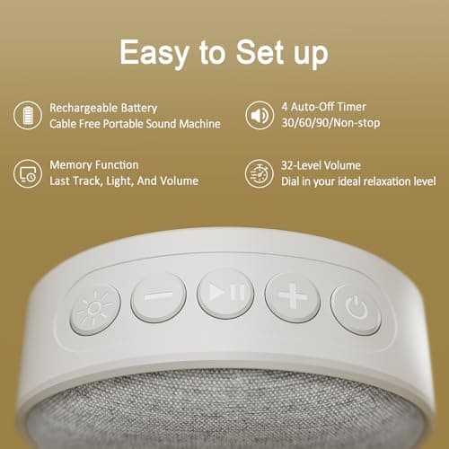 Hotmoon Portable White Noise Sound Machine 12 Soothing Sounds | Omini SE | 8 Night Light Colors | 4 Timers | Powerful Battery | Memory Function | for Home, Travel, Nursery Gift for New Mom & Baby - Thumbnail 4
