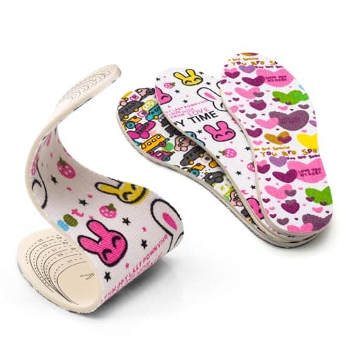 XINIFOOT 4 Pairs Kids Shoe Insoles – Breathable Memory Foam Inserts, Cartoon Pattern, Cut to Fit EU 26-36, Blister & Odor Prevention for Boys, Girls & Toddlers - Image 1
