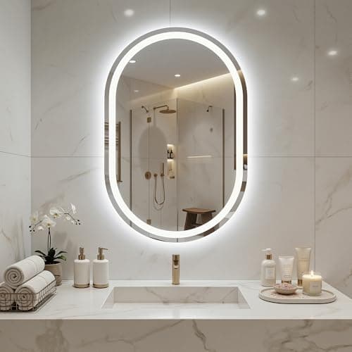 Homsion 36"x 24" Oval LED Bathroom Mirror with Lights, Anti-Fog, Backlit Dimmable, 3 Colors, Frameless Lighted Bathroom Vanity Mirror for Wall with Memory Function, Shatter-Proof, Tempered Glass - Image 1