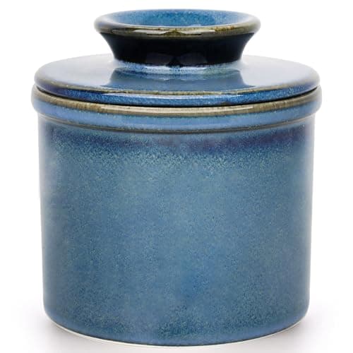 Jersinwei French Butter Dish, Butter Crock for Counter with Water Line, Ceramic Butter Keeper for Spreadable Butter - Chrismas Gift Home Kitchen Decor - Reactive Glaze Collection - Blue - Image 1