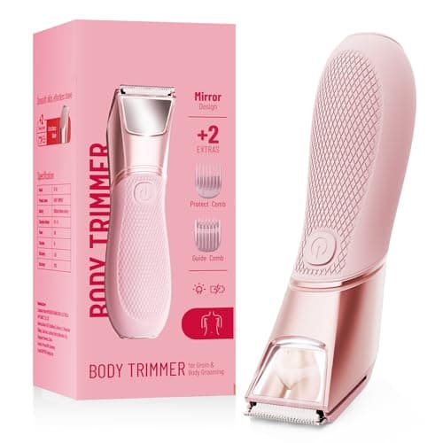 Rechargeable Bikini Trimmer for Women:Body Groomer with 𝐌𝐢𝐫𝐫𝐨𝐫 & 𝐋𝐄𝐃 𝐋𝐢𝐠𝐡𝐭 for Shower Travel - 𝐈𝐏𝐗𝟕 𝐖𝐚𝐭𝐞𝐫𝐩𝐫𝐨𝐨𝐟 Pubic Hair Razor, Ceramic Blades, Electric Shaver - Coral