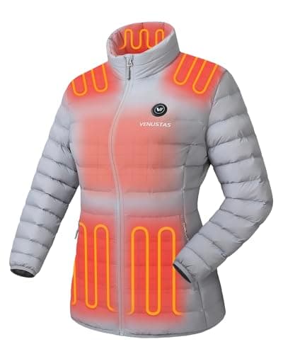 Venustas Women's Lightweight Heated Jacket with Battery, 6-Zone Electric Puffer Winter Coat for Outdoor Camping Hiking - Image 1