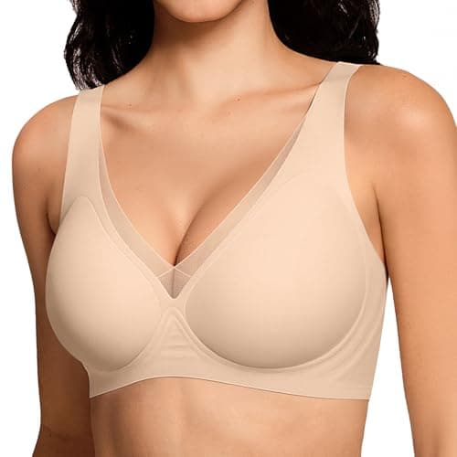 LetsJoli Wireless Jelly Bras for Women No Underwire Seamless Push Up Comfortable Tshirt Bralettes Everyday Bra(Nude,2XL) - Image 1
