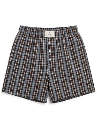 ANRABESS Shorts for Women 2026 Summer Casual Lounge Pajama Sleep Gingham Boxer Shorts Soft Comfy Beach Pj Bottoms Pockets Brown Grey Plaid Large - Image 1