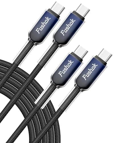 Fushok 100W USB C Cable for iPhone 17 Series [2-Pack, 6FT] USB C to USB C Cable Fast Charging Nylon Braided Type C Cord for MacBook Pro/Air, iPad Pro, Samsung, Pixel - Image 1