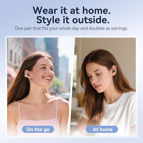 Kinglucky ClipFree A20 Open-Ear Earbuds with Butterfly Earrings, Secure & Comfort Fit, Premium Sound Clip-On Earbuds with Digital Display, 50H Playtime Bluetooth 5.4 Wireless Headphones Black - Thumbnail 4
