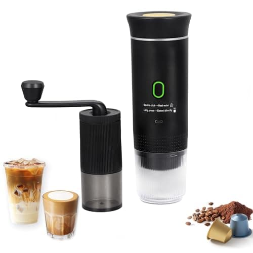 GUMLCOOD Coffee Maker Set, Portable Espresso Machine and Coffee Grinder, 3 in 1 Travel Coffee Maker Compatible Ground Coffee, Capsules (NS＆DG) for Outdoor Camping Hiking Office - Image 1