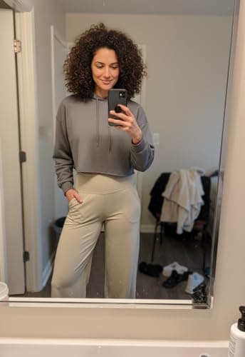 Naimula Wide Leg Pants for Women Loose Yoga Pants with Pockets Stretch Casual Lounge - Thumbnail 4