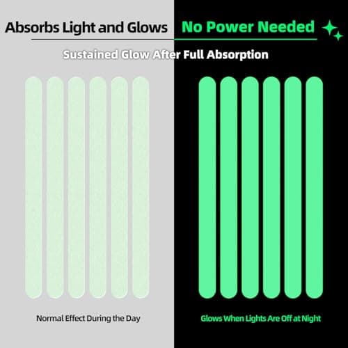 Glow in The Dark Anti-Slip Tapes, Adhesive Decals Safety Strips for Bath Tub, Shower Floor, Stairs, 36 Pieces. Ideal for Families with Adults & Seniors, Indoor Use - Thumbnail 2