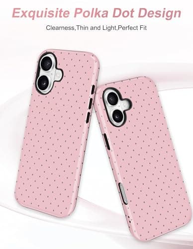 Aitipy Magnetic Polka Dot Phone Case for iPhone 16 Plus, Compatible with MagSafe, Cute Pink Polka Dots Aesthetic Soft TPU and Hard PC Shockproof Protective Phone Cover for Women Girls-Shiny - Thumbnail 3