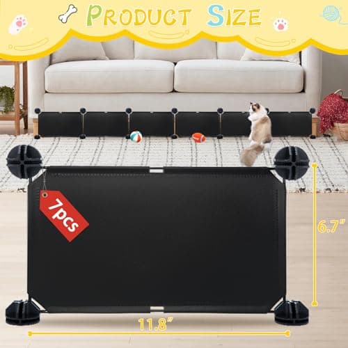 Under Couch Blockers for Pets, 6.7" Height-83 Length in Total Couch Blockers, Keep Dogs Off Couch Sofa, Durable Detachable Under Couch Toy Blocker with Strong Tape, Black - Thumbnail 2