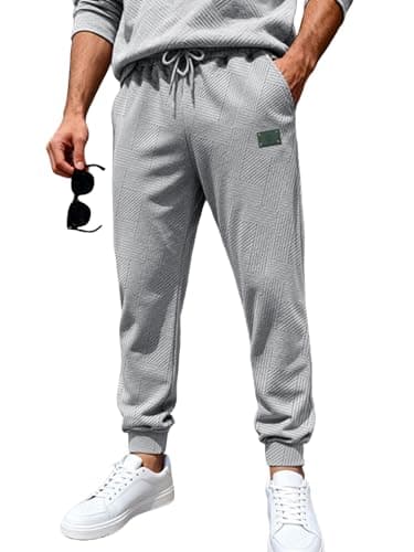TRFIC Mens Textured Casual Joggers Tapered Cargo Pants with Drawstring Elastic Waist and Pockets for Daily wear Grey - Image 1