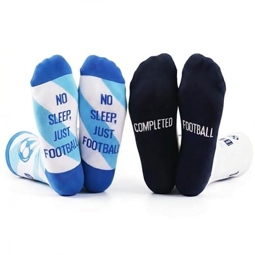 ZAOMENG Funny Soccer Socks for Boys Men Completed Football Novelty Crazy Crew Socks Gifts for Teen Boys - Cool Sports Football Fan Birthday Christmas Gift - Cotton Casual Dress Socks - Image 1