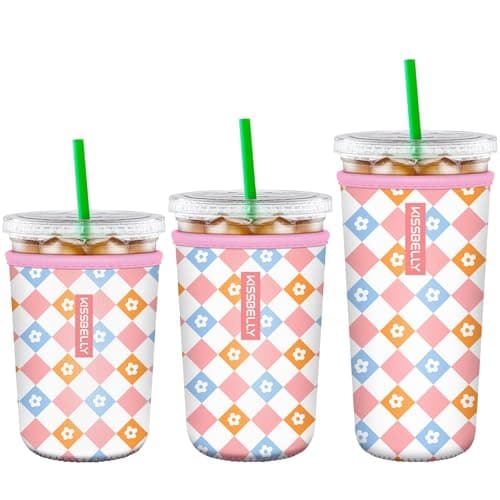 Reusable Neoprene Cup Sleeve for Iced Coffee Cups, 3 Pack Iced Coffee Cup Insulator Sleeve for Iced & Hot Drinks Durable Beverage Cooler Holder for Iced Coffee & Cold Soda - Image 1