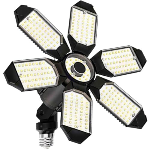 LUCORUSC Led Garage Lights Bulb 1 Pack 200W Bright Rotatable Ceiling Led Shop Lights, E26/E27 Base, 6500K, 22000LM Deformable Led Garage Light for Basement, Attic and Workshop Commercial Bay Lighting