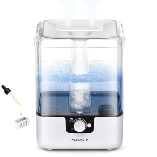 CHIVALZ Humidifiers for Bedroom Large Room Home, 6L Cool Mist Humidifier for Baby and Plant, Oil Diffuser, Top Fill Humidifier with Night Light, Quiet 23dB, Up to 26H, White 1Pack - Image 1