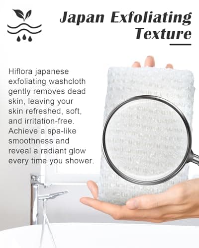 Back Scrubber for Shower and Dead Skin Removal, Exfoliating Body Scrubber for Smooth Skin Japan Washcloth for Shower & Bath, Versatile Body Scrub Towel, Ideal for Skincare, White Soft - Thumbnail 6