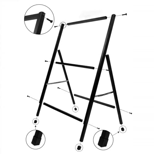 LANGTUKEE 24x36 Sidewalk Sign Single Sided - Heavy Duty L-Frame Metal Poster Stand with Slide-in Design, Angled Outdoor Floor Display Signboard Holder for Business Store and Lobby, Black Frame Only - Thumbnail 4