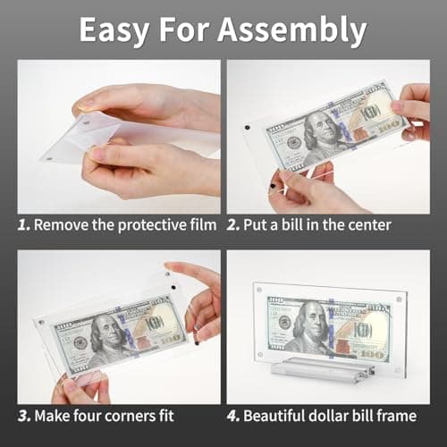Yncotte Dollar Bill Frame 1 Pack, Dollar Bill Holder Acrylic Money Case Dollar Frame Display Double-Sided Transparent for Collectors Currency Ticket Check Protector - Thumbnail 2