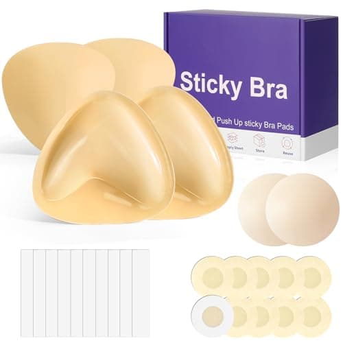 Gdsun Sticky Bra Push Up Bra for Large Breasts - Double Sided Adhesive Bra, Waterproof for Swimwear (2 Pack, Nude, L Fits C-D Cups, Regular) - Image 1