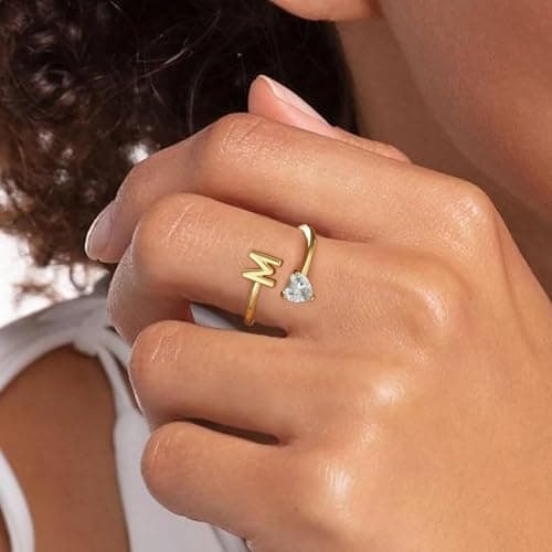 Fezodo Gold Rings for Women Non Tarnish - 18K Gold Plated Adjustable Ring Initial Y Ring for Women Dainty Thumb Rings Set Gold Jewelry Gifts - Thumbnail 3