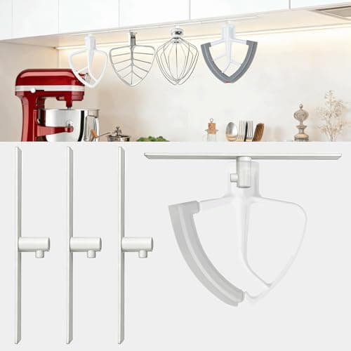 Stand Mixer Attachment Holder for KitchenAid Accessories and Attachments - 4 Pack Hanging Organizer for Storage Your Kitchen Aid Dough Hook Paddle Whisk Attachment Hanger (Plastic White)