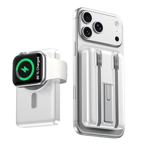 for Magsafe Portable Charger, 12000mAh 22.5W Fast Charging Power Bank with Built-in 2 Cables, 3-in-1 Magnetic Battery Pack with LED Display & Foldable Stand for iPhone 17/16/15/14/13 AirPods & iWatch - Image 1