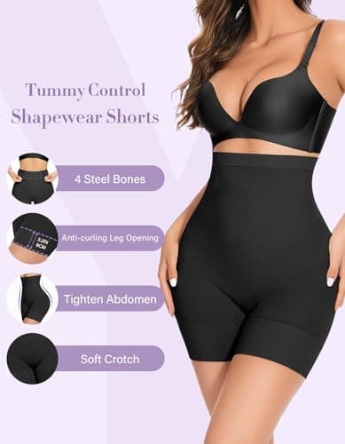 YADIFEN Tummy Control Shapewear Shorts Women Thigh Slimmer High Waisted Shapewear Women Girdles Shorts Shapewear Under Dress - Thumbnail 3