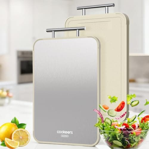 Cookeers Stainless Steel Cutting Board for Kitchen - 2026 New Upgraded No Step Edge Double Side Cutting Board, Food Grade Stainless Steel/PP, Dishwasher Safe, Non-Slip, 15.8”×10.24 ” Chopping Board - Image 1