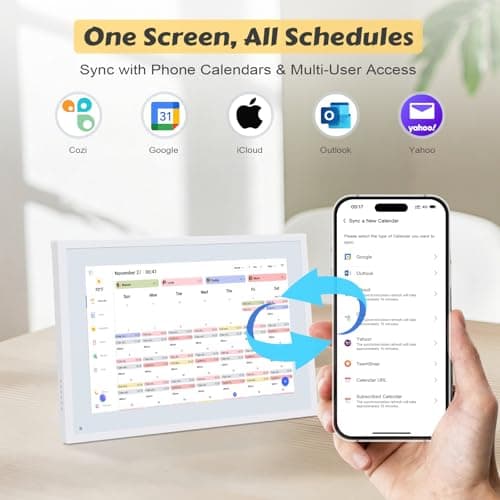 COMIX 10.1" Smart Digital Calendar for Desk, WiFi Cloud Sync Family Shared Planner with Touchscreen, Electronic Tabletop Schedule Display for Home Office, Kitchen & Nightstand - Thumbnail 2