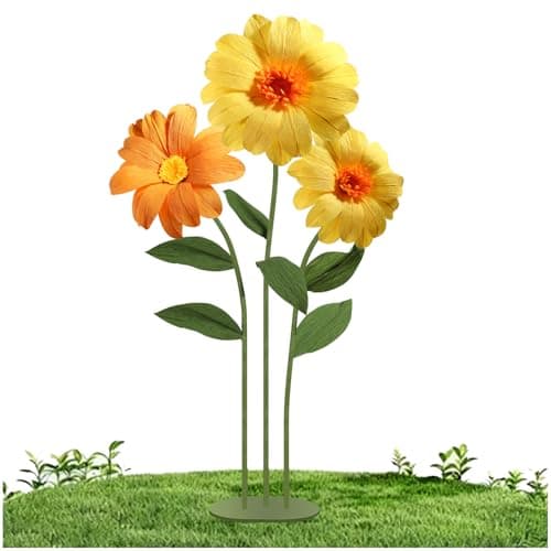 Mverse Giant Standing Flowers with Heavy Duty Base, 5-7ft Life Size Artificial Paper Dasiy Decorations for Wedding Backdrop, Nursery Wall Decor & Luxury Party Photo Booth Props (Yellow) - Image 1