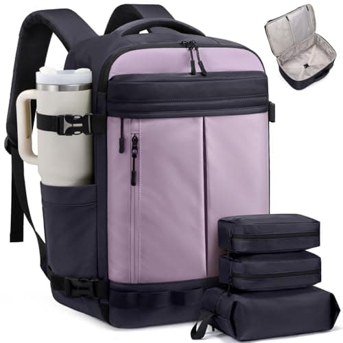 LOVEVOOK 40L Travel Backpack for Women Men, Airline Approved Carry On Luggage with 3 Cubes Accessories, TSA Personal Item Travel Cruise Essentials, Waterproof Weekender Overnight Bags fits 17" Laptop - Image 1