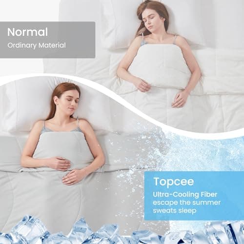 Topcee Cooling Comforter-Cooling Blanket Everlasting Cold Touch for Hot Sleepers-Q-max>0.45 Double-Sided Lightweight Design Summer Ice Blanket for Night Sweats-Grey Queen Size (90"x90") - Thumbnail 4