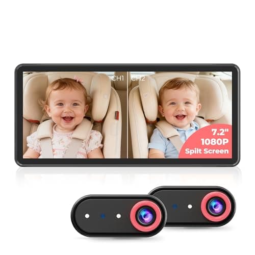 LUCKVIEW BM5PRO 7.2" Dual Camera Baby Monitor, 1080P HD Display for 2 Kids, Night Vision, Easy Install Car Baby Monitor, Ideal Gift, Rear Seat Safety for Babies & Pets - Image 1
