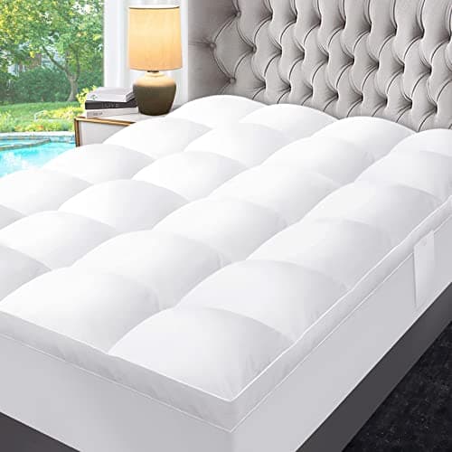 ABENE Mattress Topper for Back Pain Relief, Extra Thick Mattress Pad Pillowtop, Soft Mattress Protector Cover with 8"-21" Deep Pocket (Pure White, Full, Feather Down) - Image 1